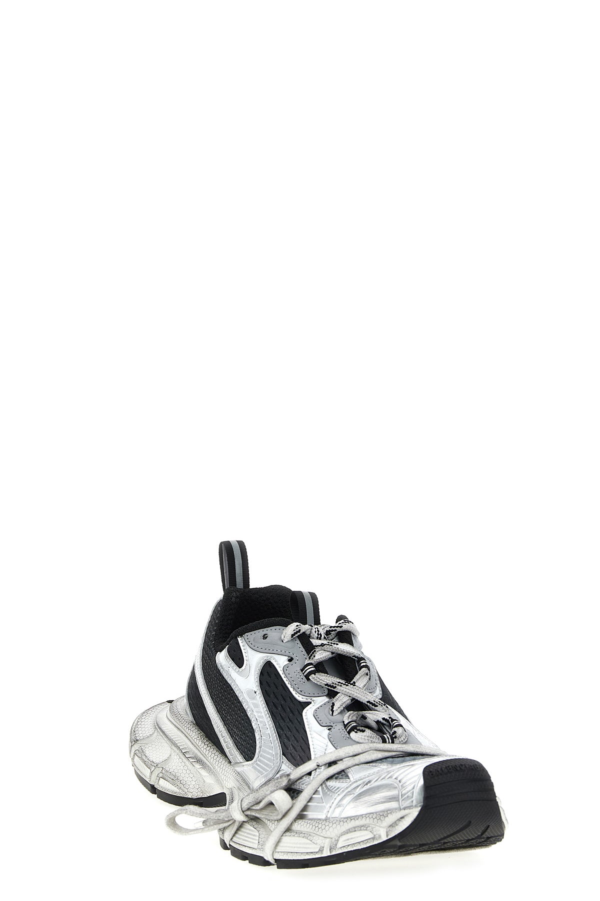 3xl used-effect mesh and polyurethane sneakers