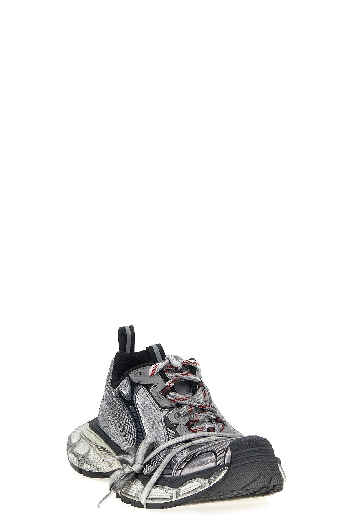 3xl used-effect mesh and polyurethane sneakers