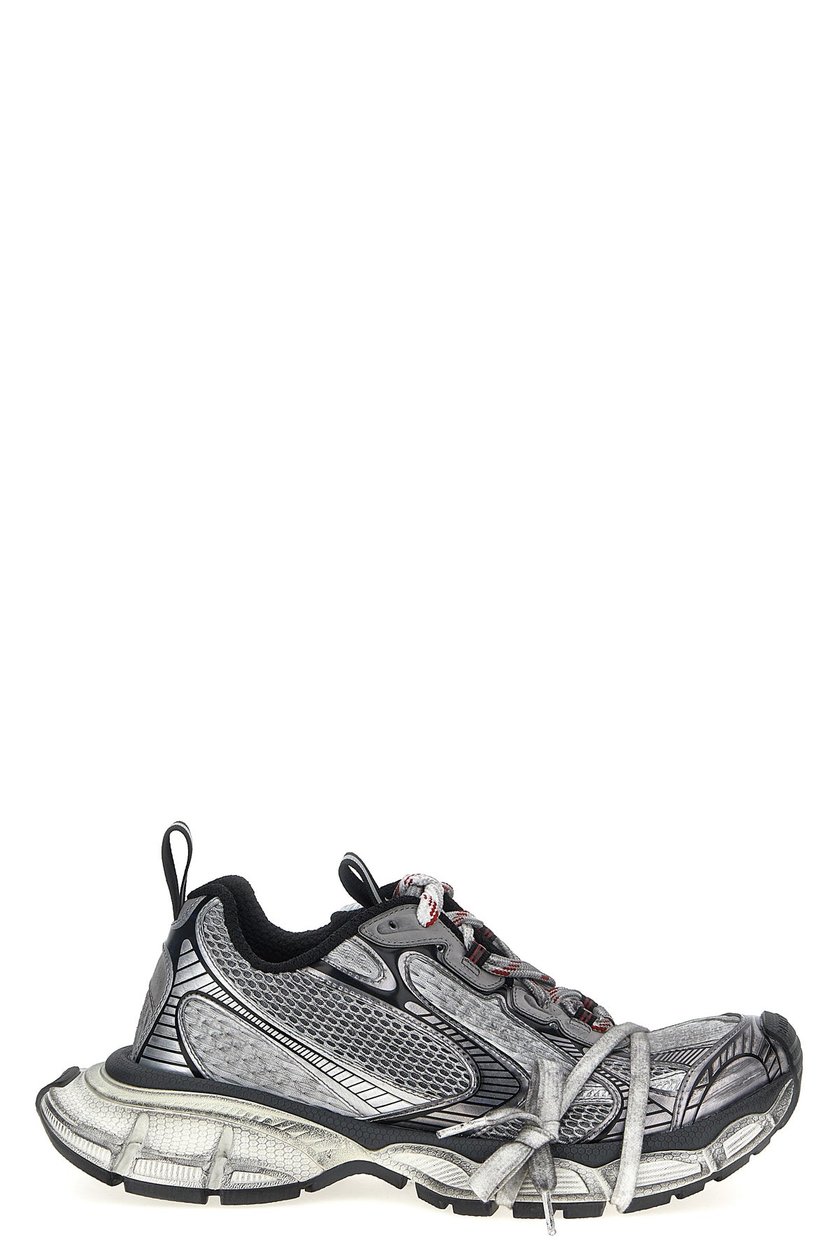 3xl used-effect mesh and polyurethane sneakers