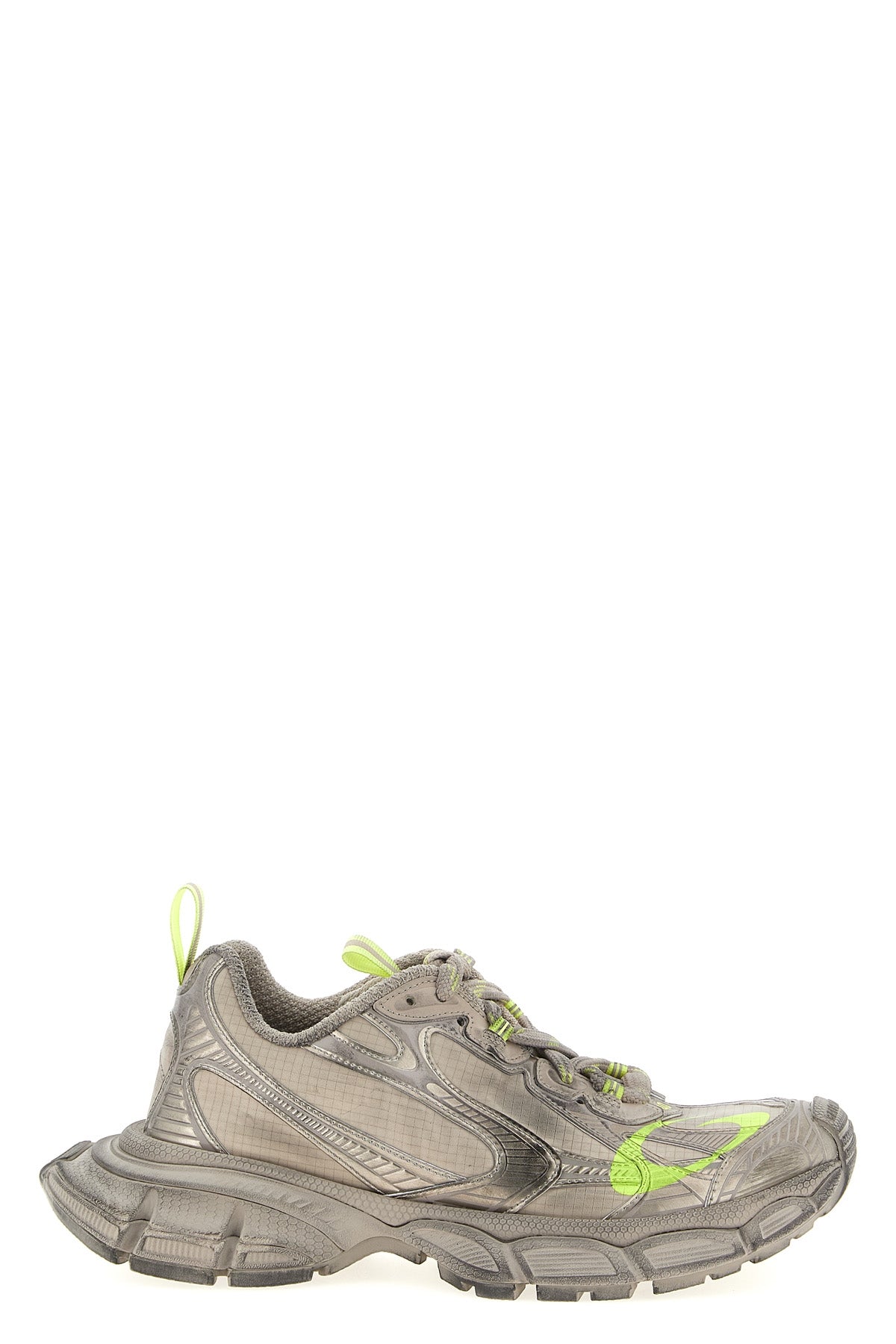 3xl used-effect mesh and polyurethane sneakers