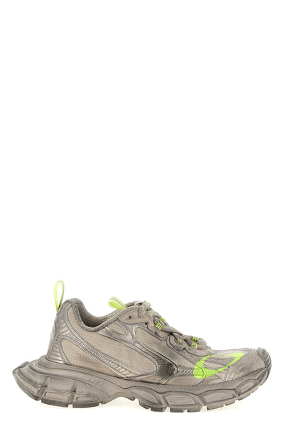 3xl used-effect mesh and polyurethane sneakers