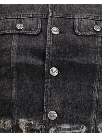 DIESEL M laser-engraved cotton-hemp denim jacket 