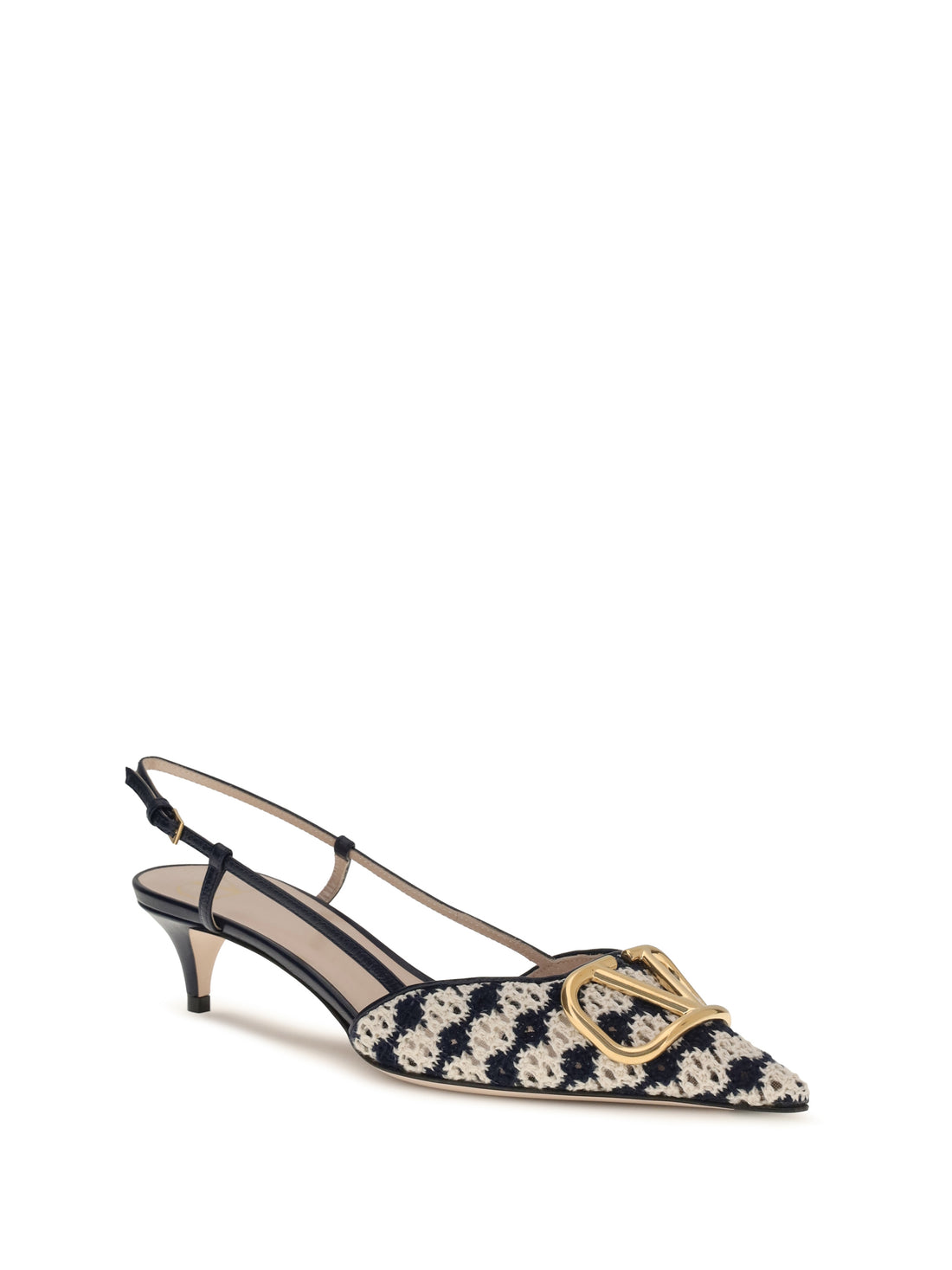 VALENTINO GARAVANI 38 vlogo signature slingback pumps in crochet fabric