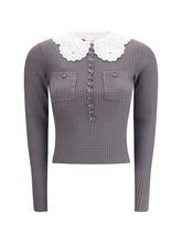 SELF-PORTRAIT L lace collar knit top