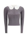 lace collar knit top