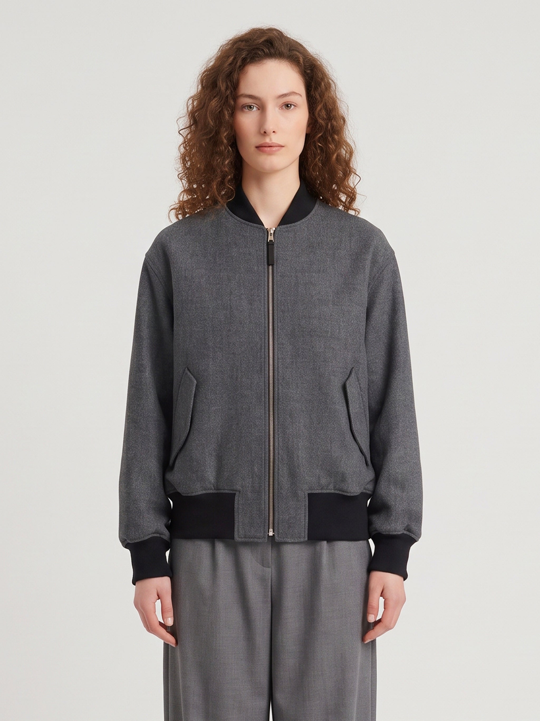 dark grey chevron bomber jacket