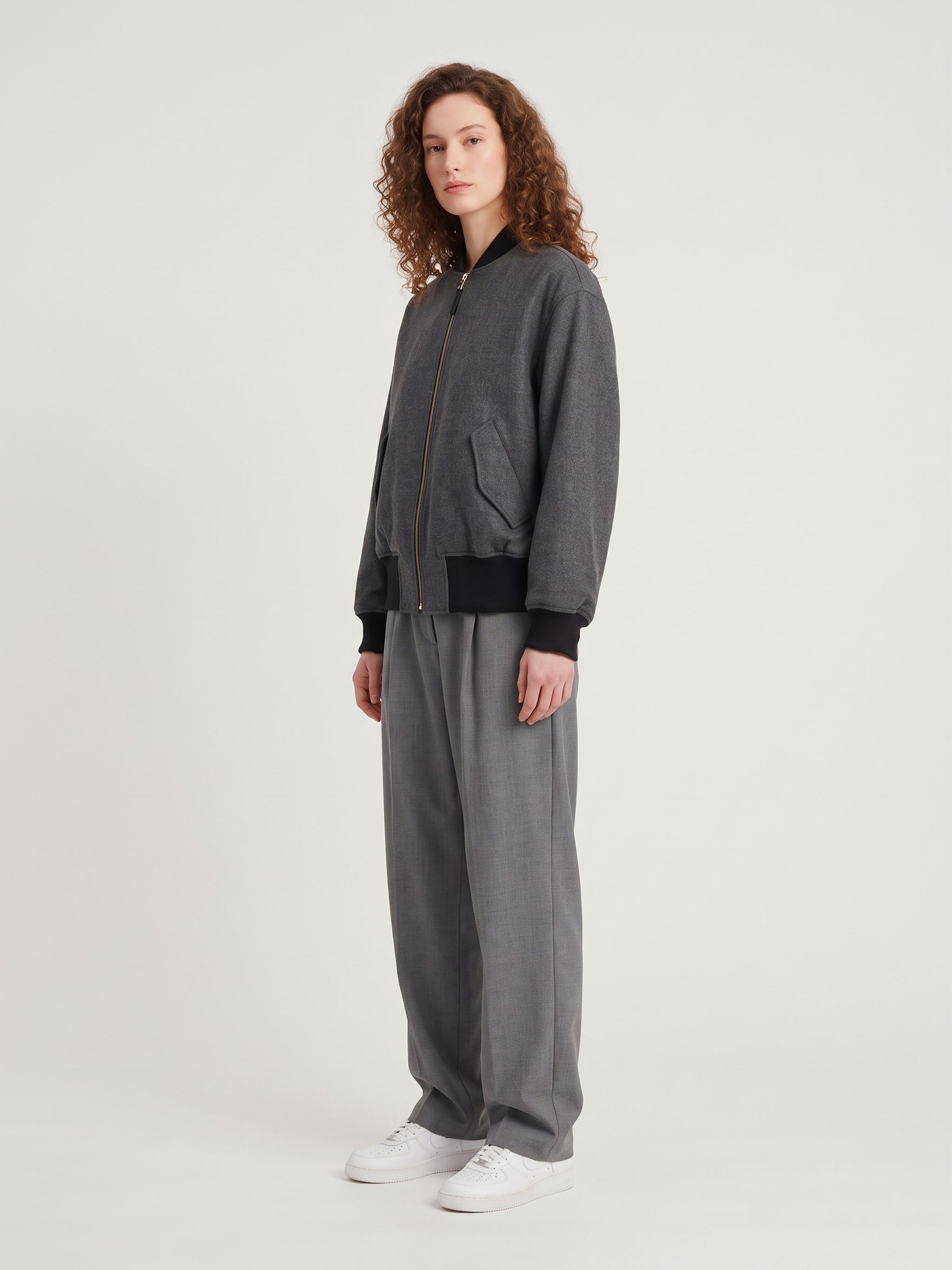 dark grey chevron bomber jacket