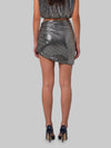 silver rhinestone draped mini skirt