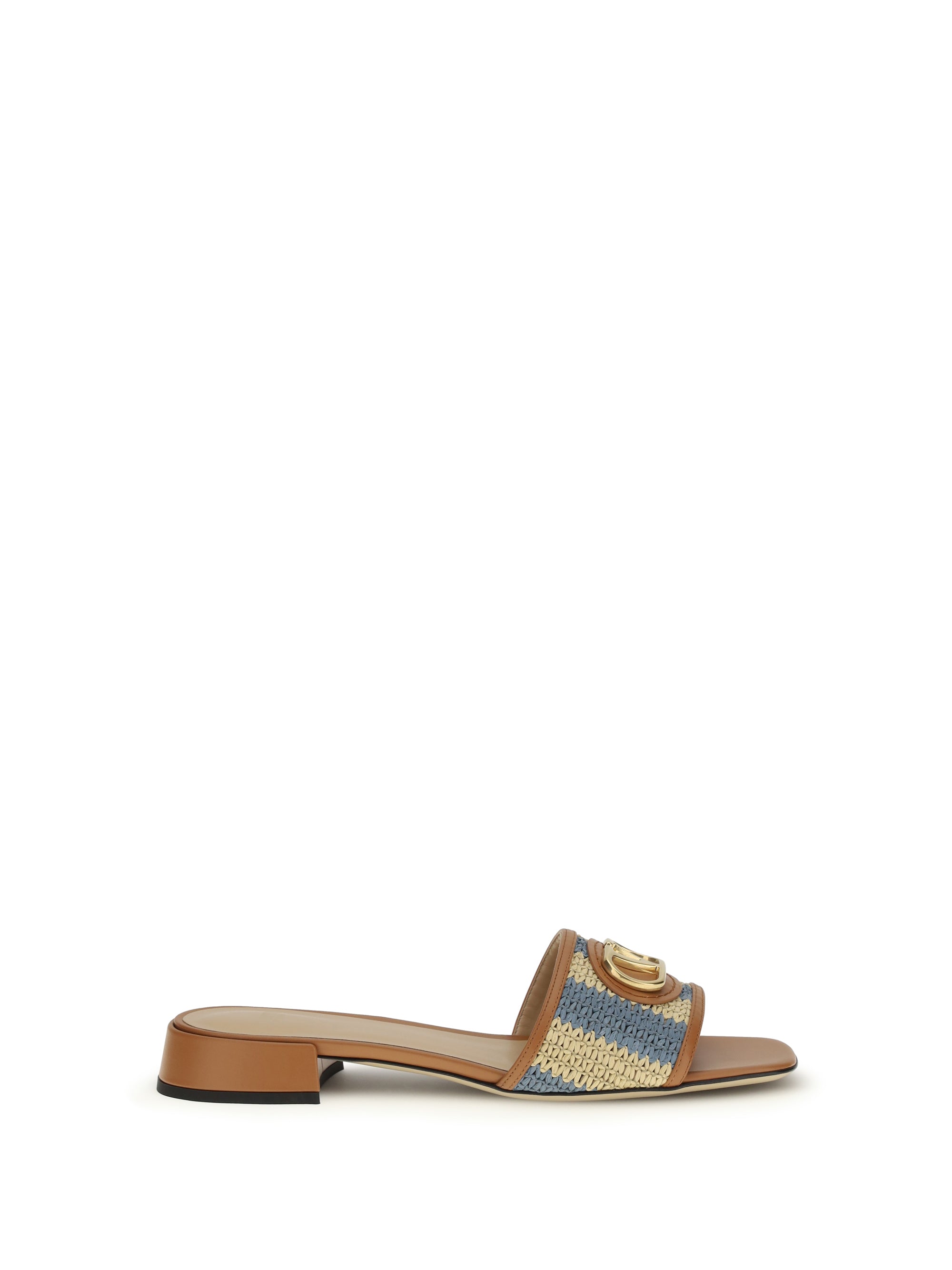VALENTINO GARAVANI 36 vlogo signature raffia slide sandals 