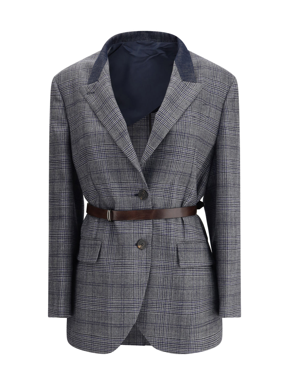 BRUNELLO CUCINELLI 42 prince of wales pattern blazer