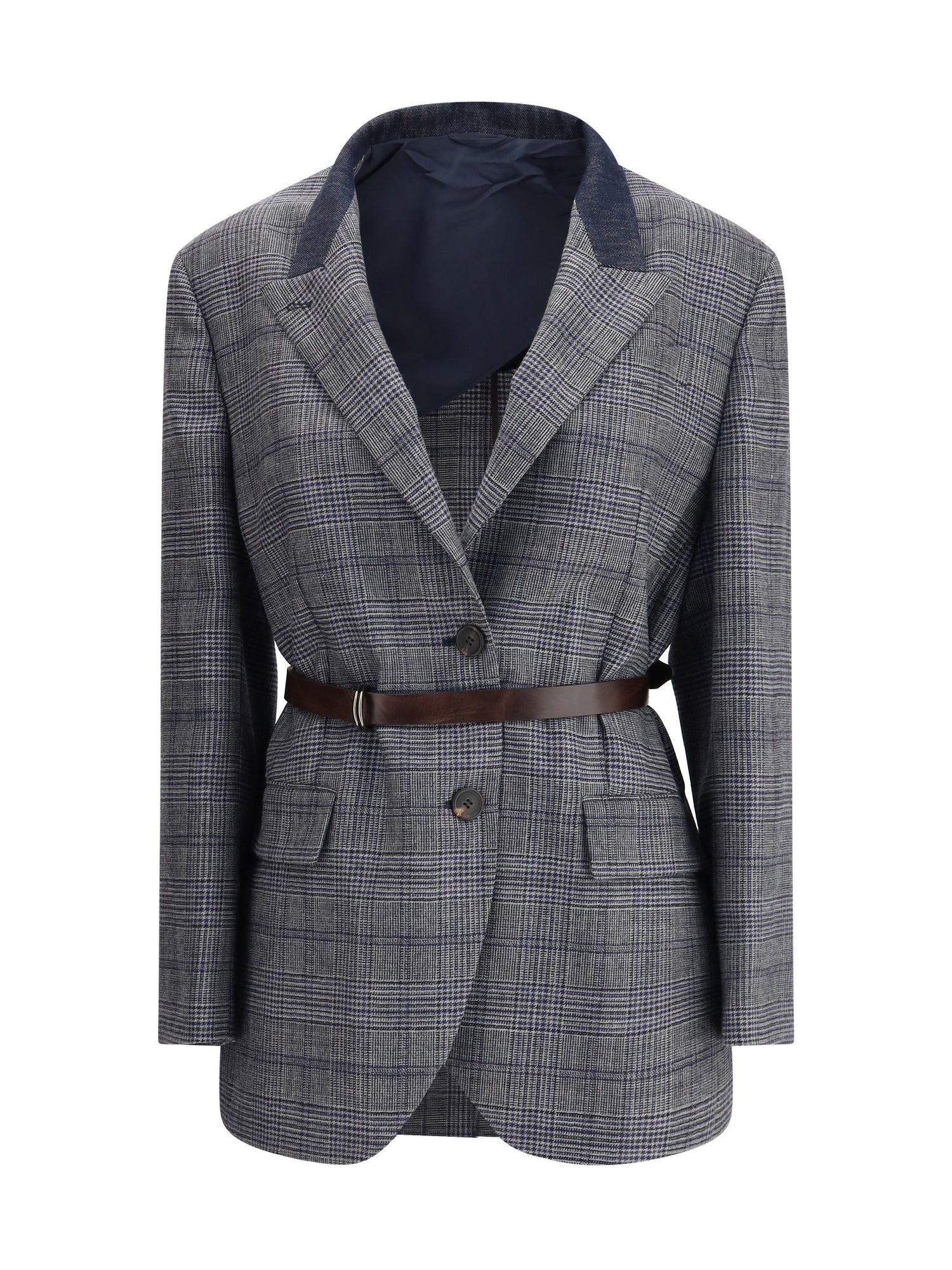 BRUNELLO CUCINELLI 42 prince of wales pattern blazer
