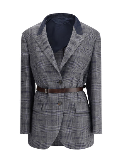 BRUNELLO CUCINELLI 42 prince of wales pattern blazer