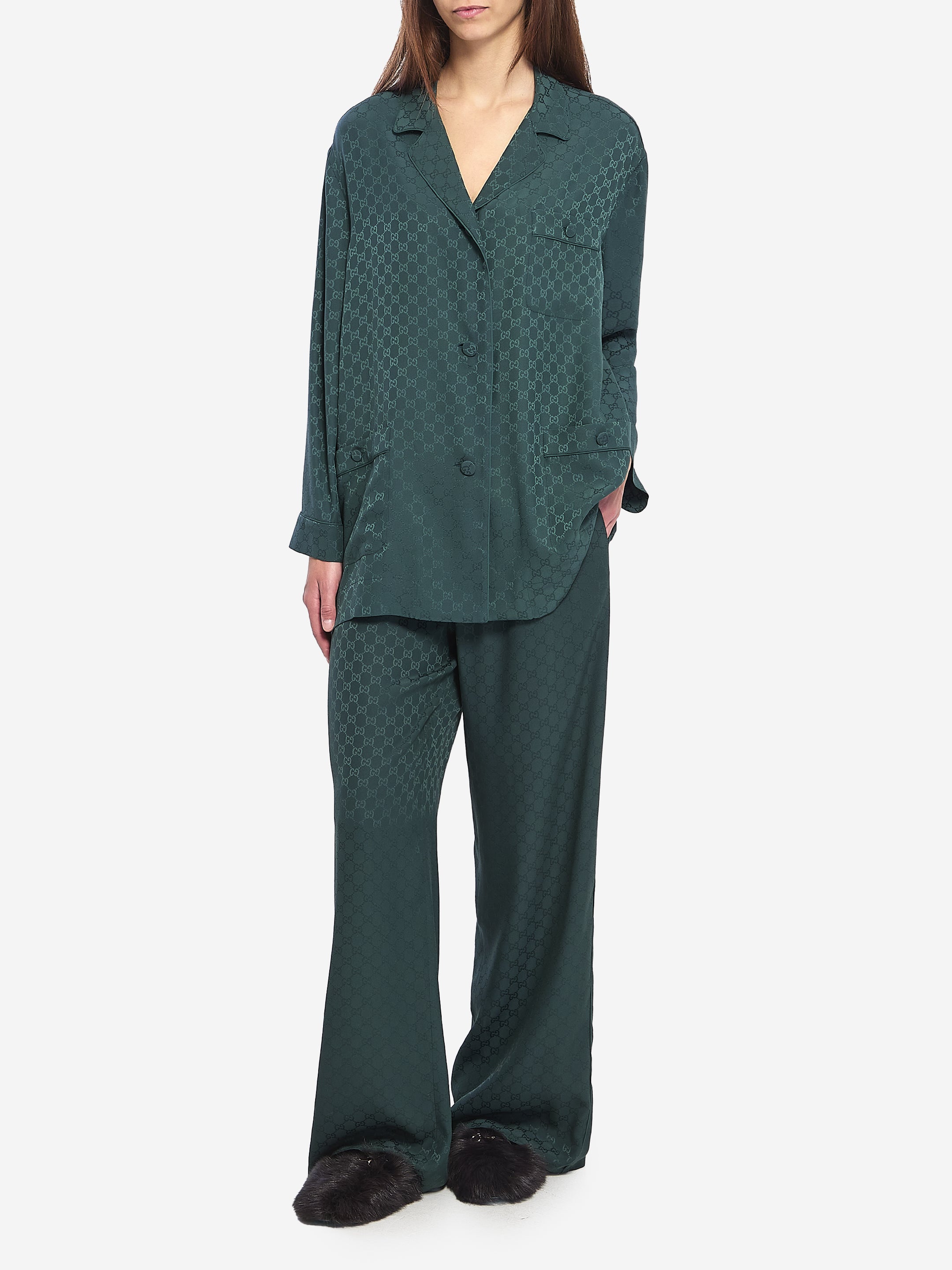 GUCCI 40 gg jacquard silk shirt