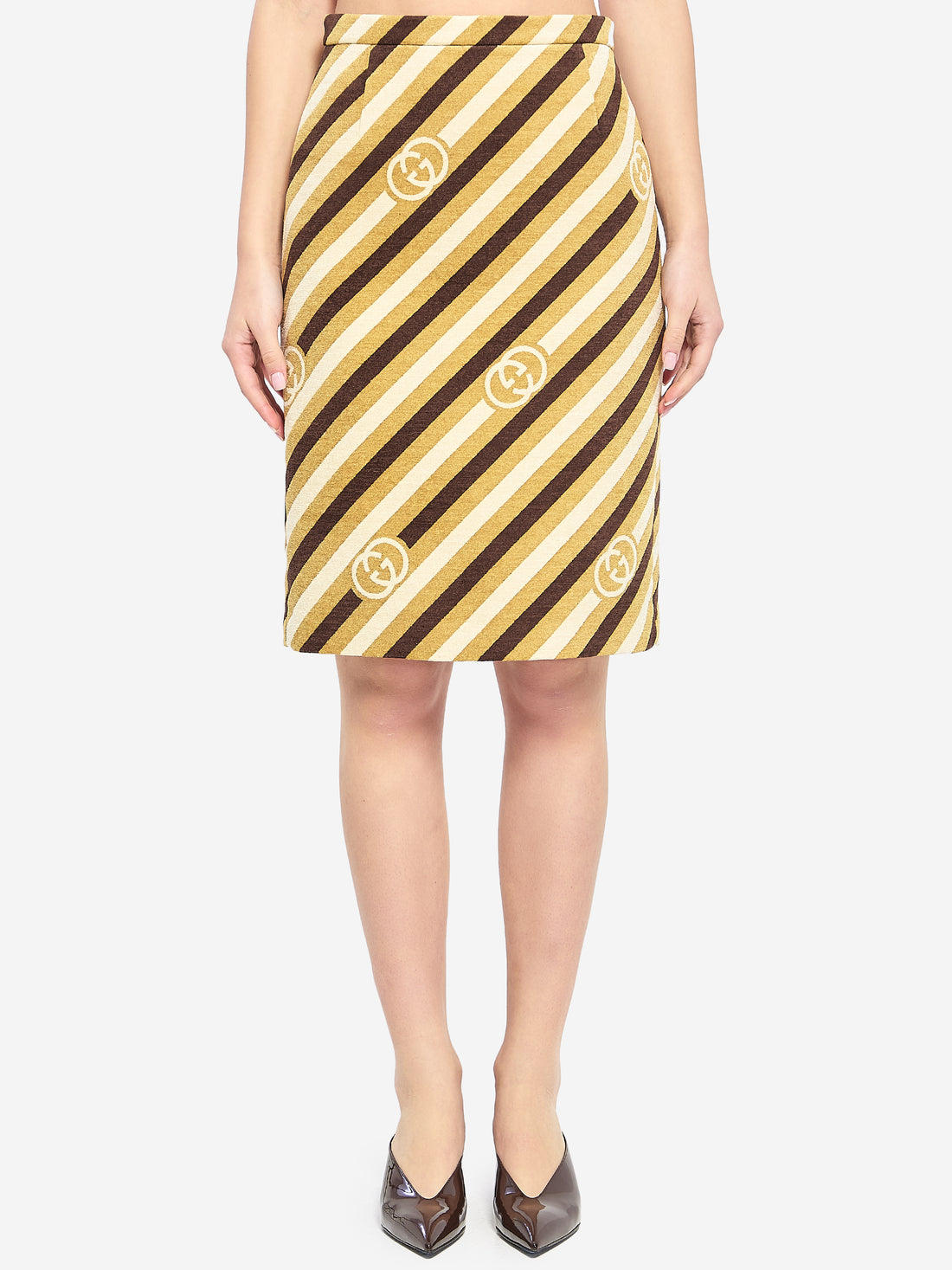 GUCCI 40 diagonal gg longuette skirt