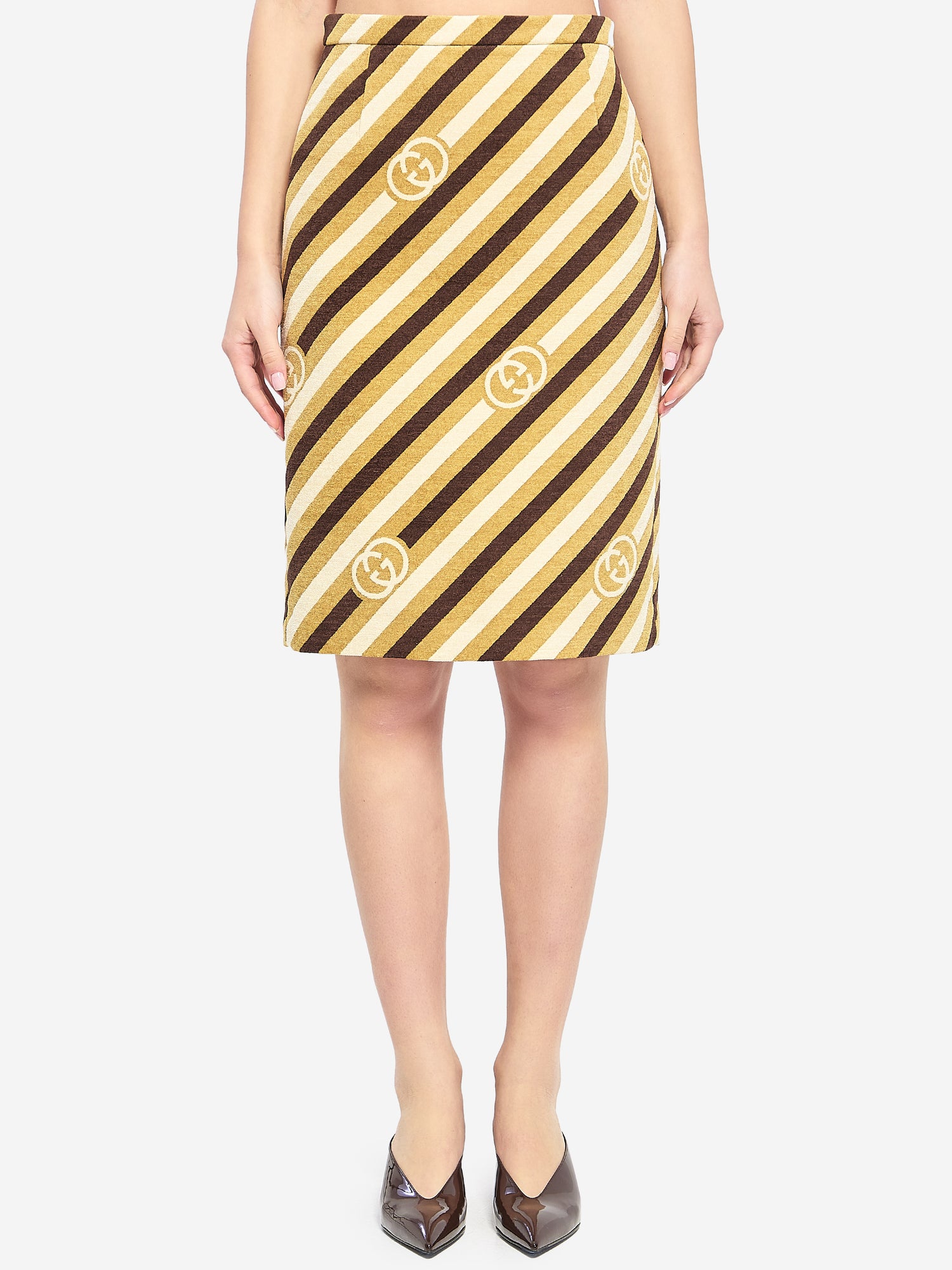 GUCCI 40 diagonal gg longuette skirt