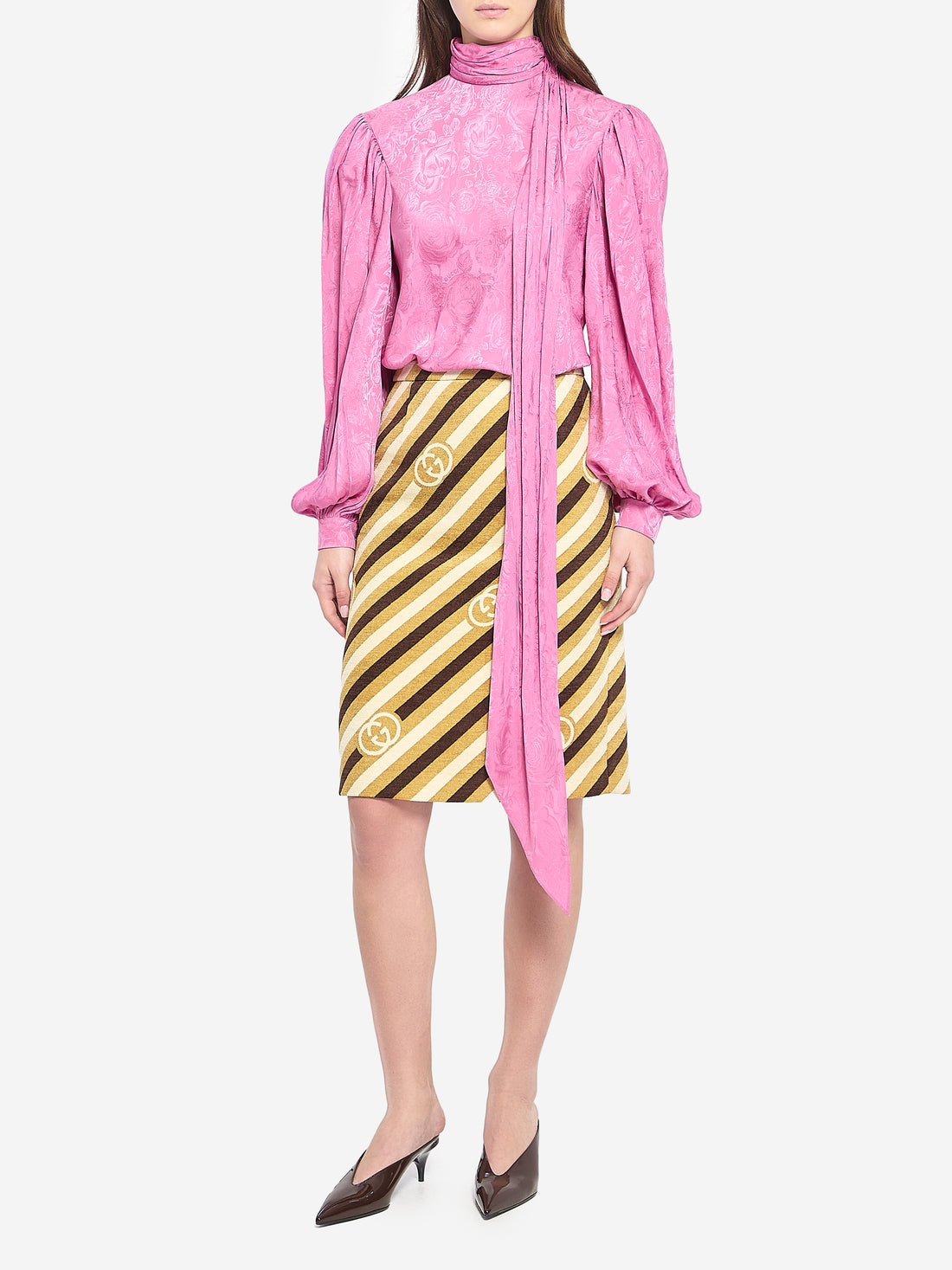 GUCCI 40 diagonal gg longuette skirt