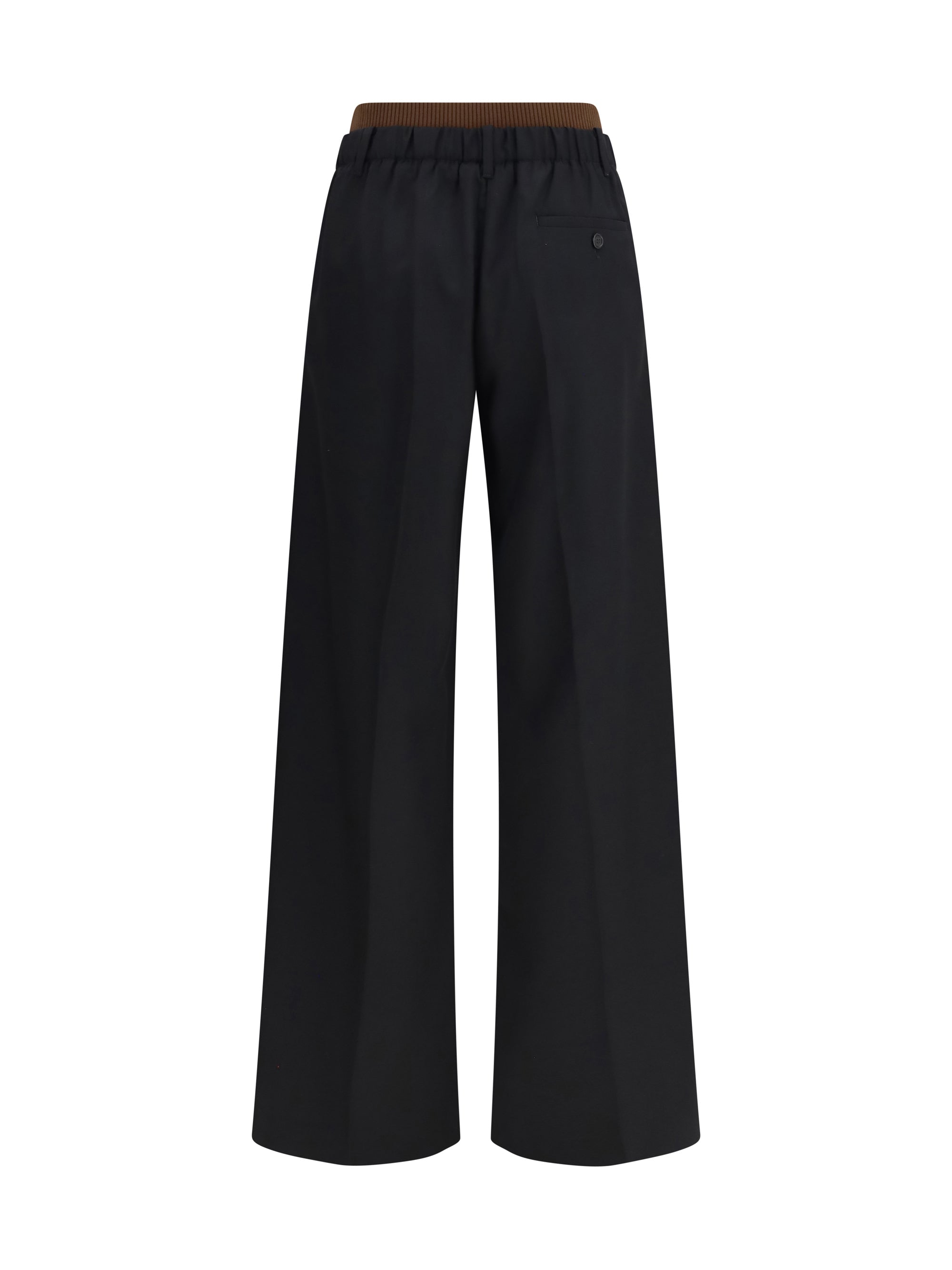 wide-leg pants with ribbed waistband