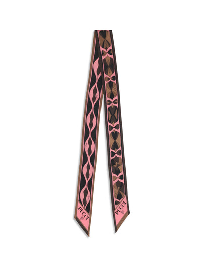 silk twill bandeau scarf with mixed prints