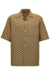 all-over gg shirt in linen blend