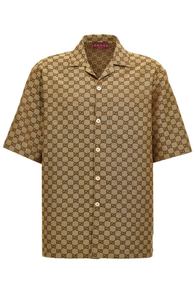 all-over gg shirt in linen blend