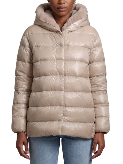 ultralight down jacket with faux fur