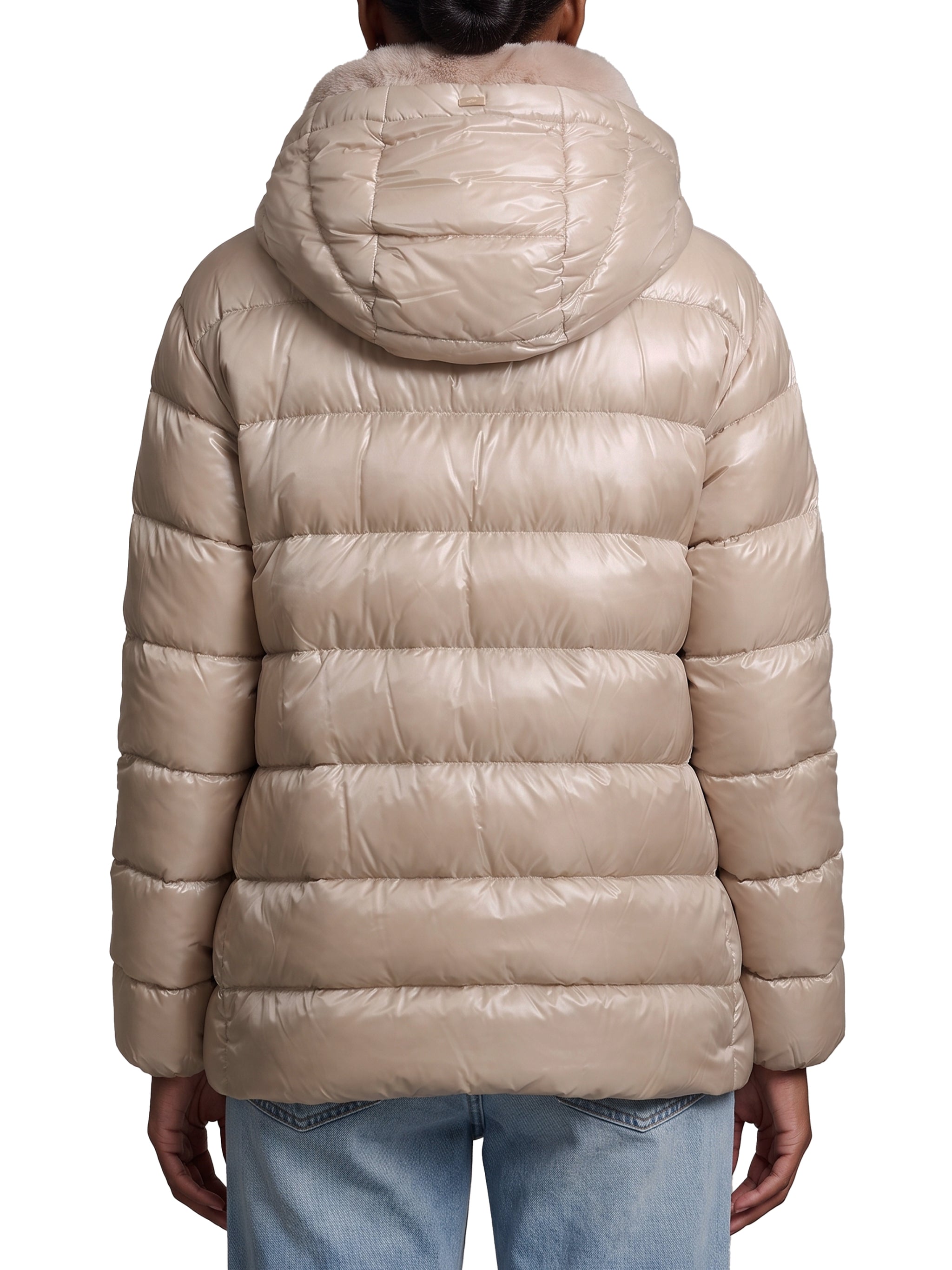 ultralight down jacket with faux fur
