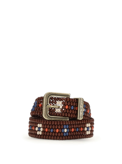 beaded belt with floral motif