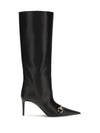 slip-on leather boots with horsebit