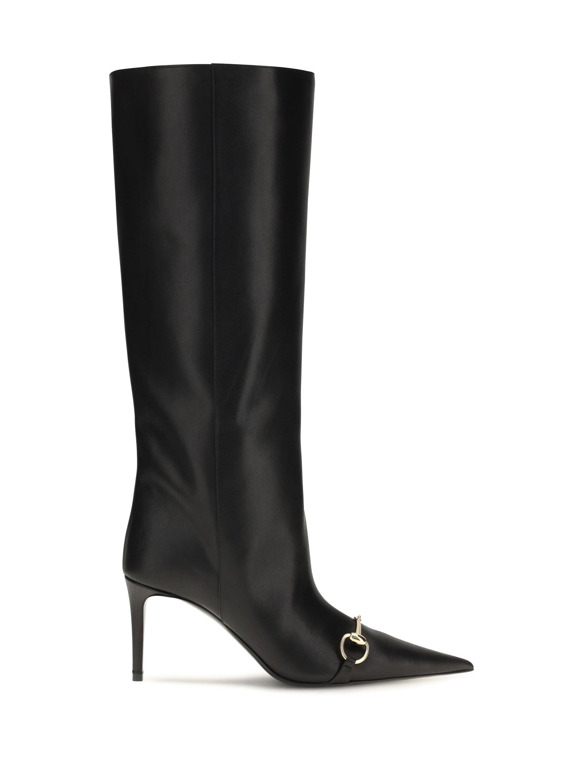 slip-on leather boots with horsebit
