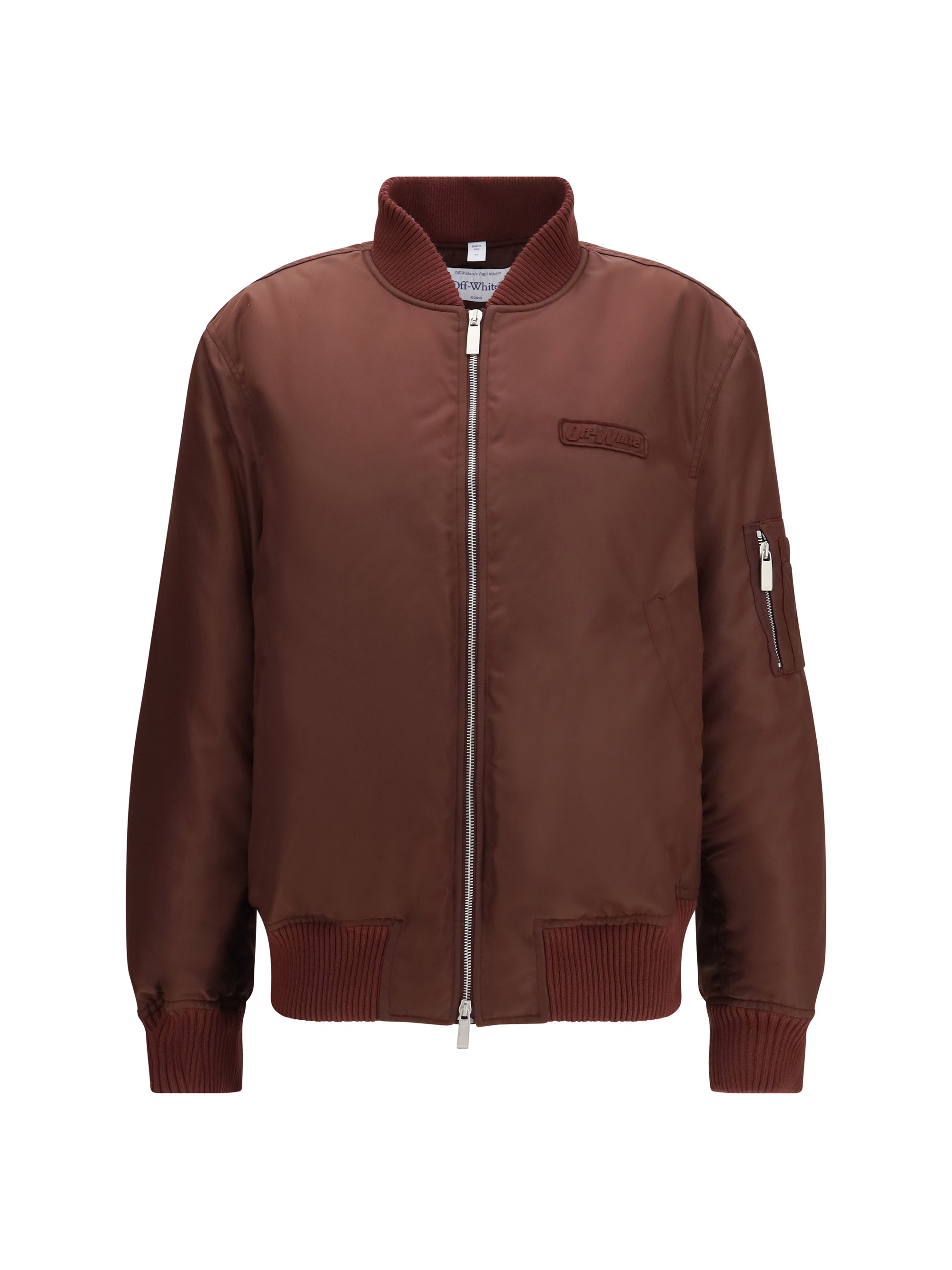 embroidered logo nylon bomber jacket