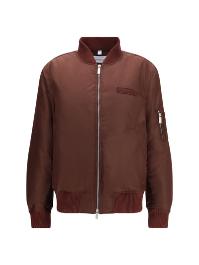 embroidered logo nylon bomber jacket