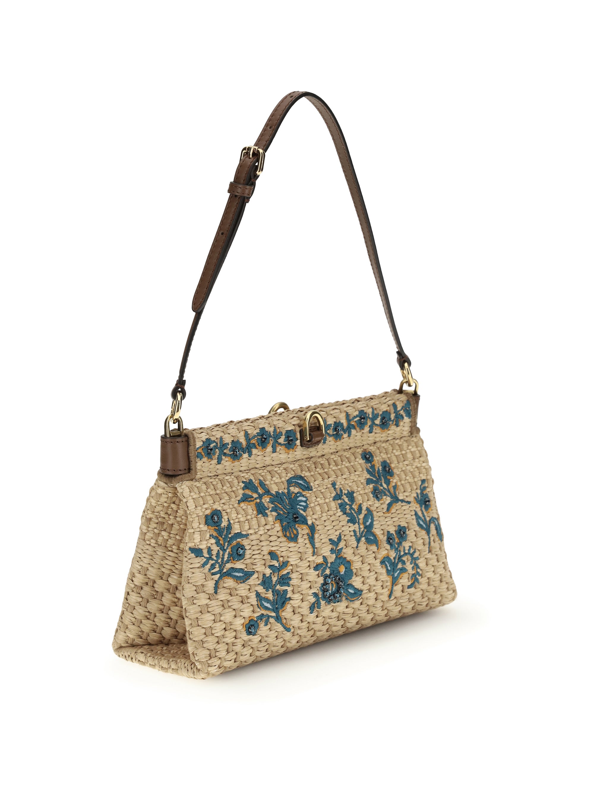 floral-embroidered clutch bag