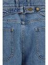 straight-leg selvedge cotton jeans with adjustable back strap