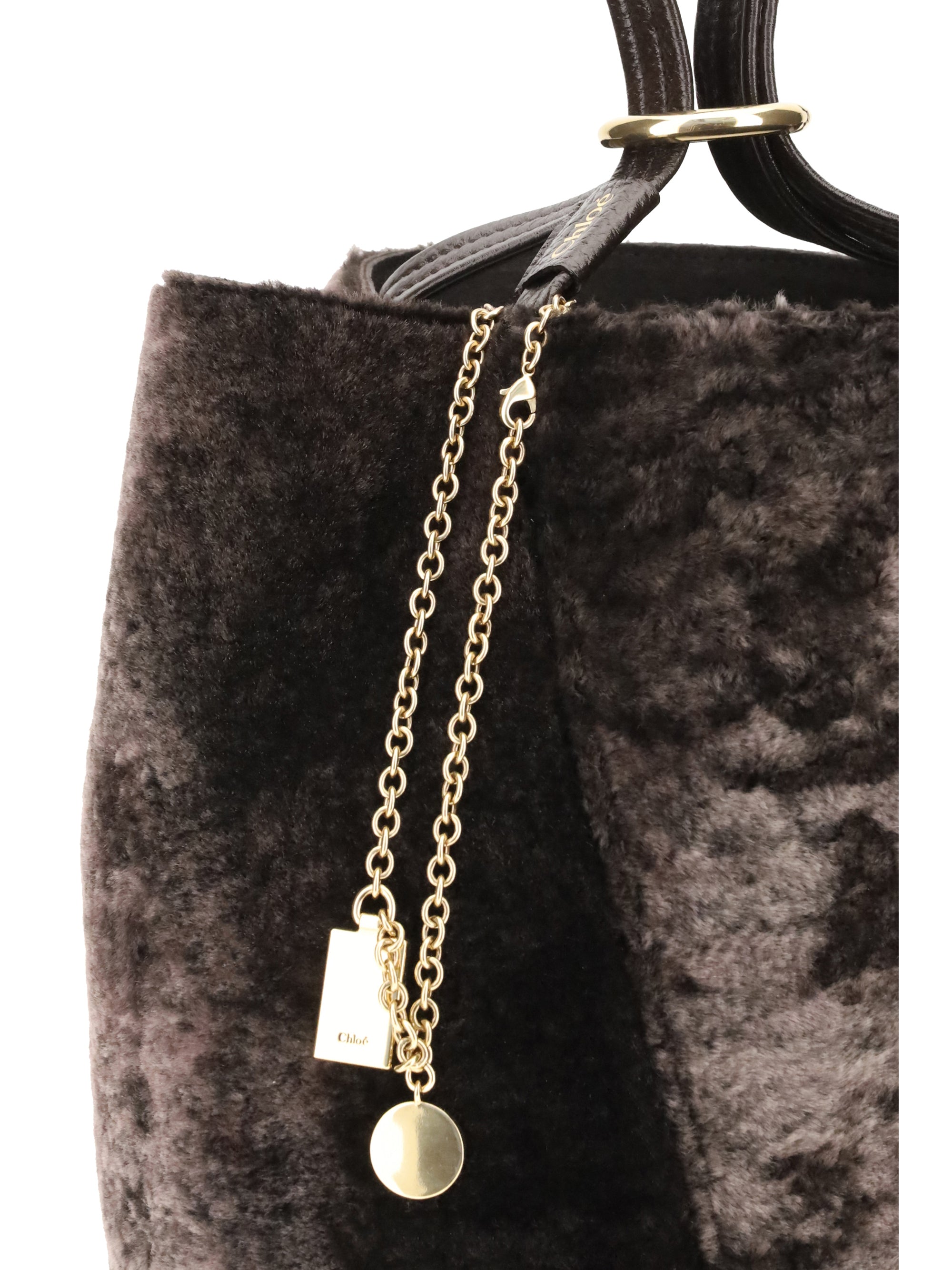 spin shearling tote bag