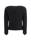 collarless fitted jacket in wool crêpe