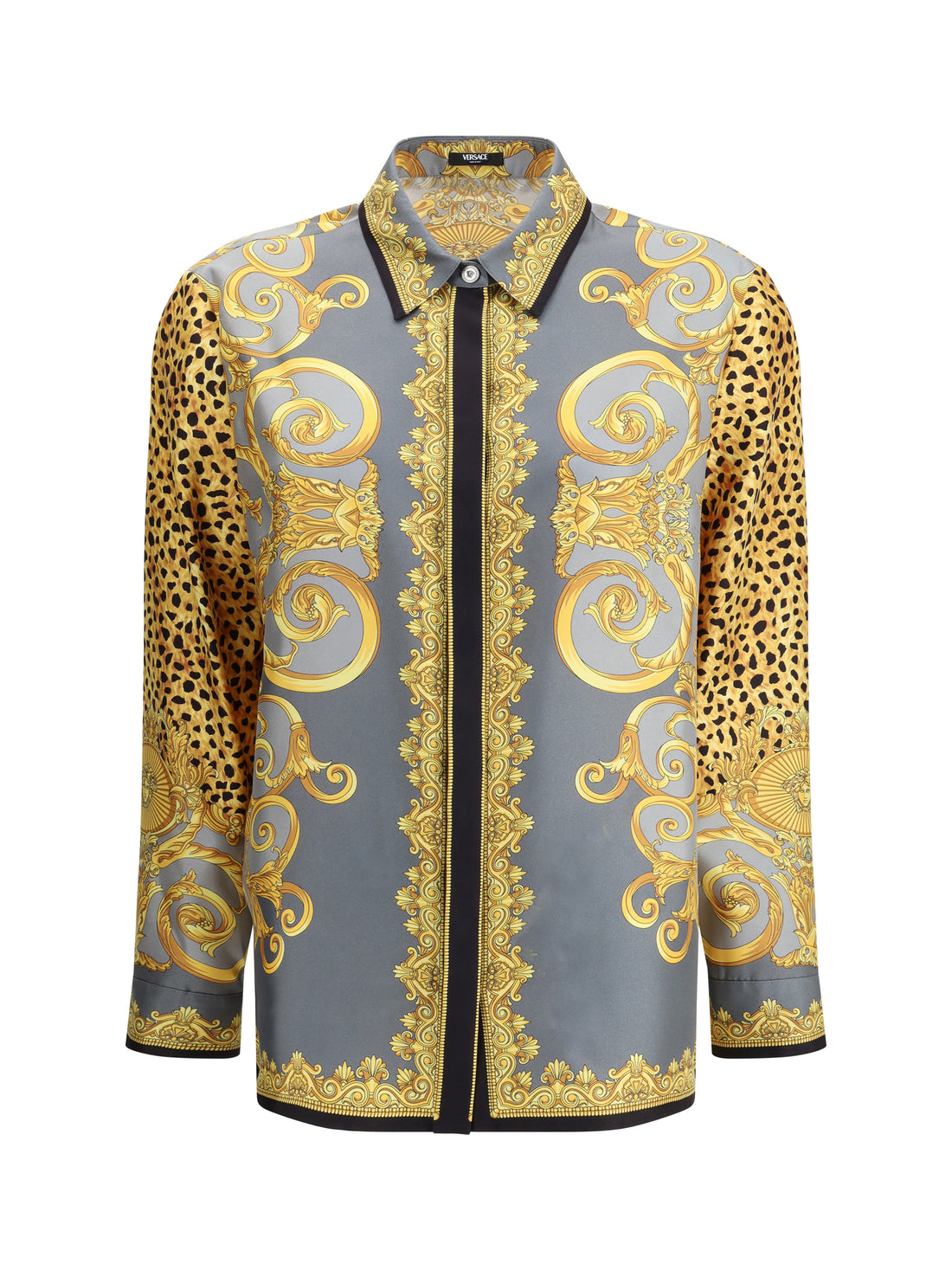 VERSACE 44 silk cheetah foulard shirt