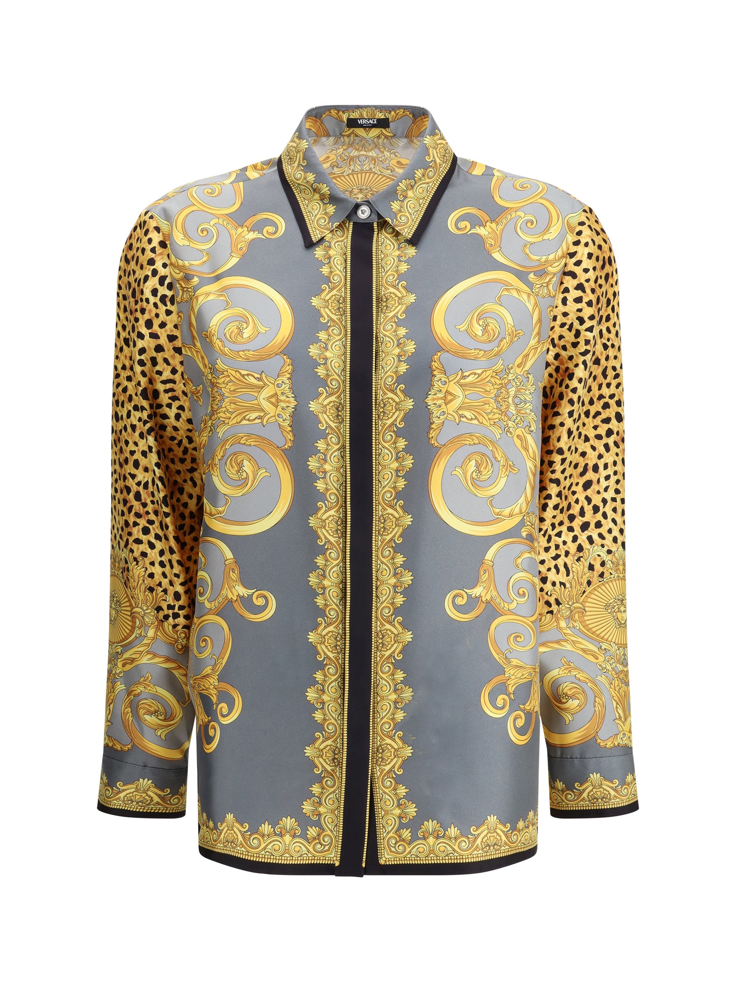 VERSACE 44 silk cheetah foulard shirt
