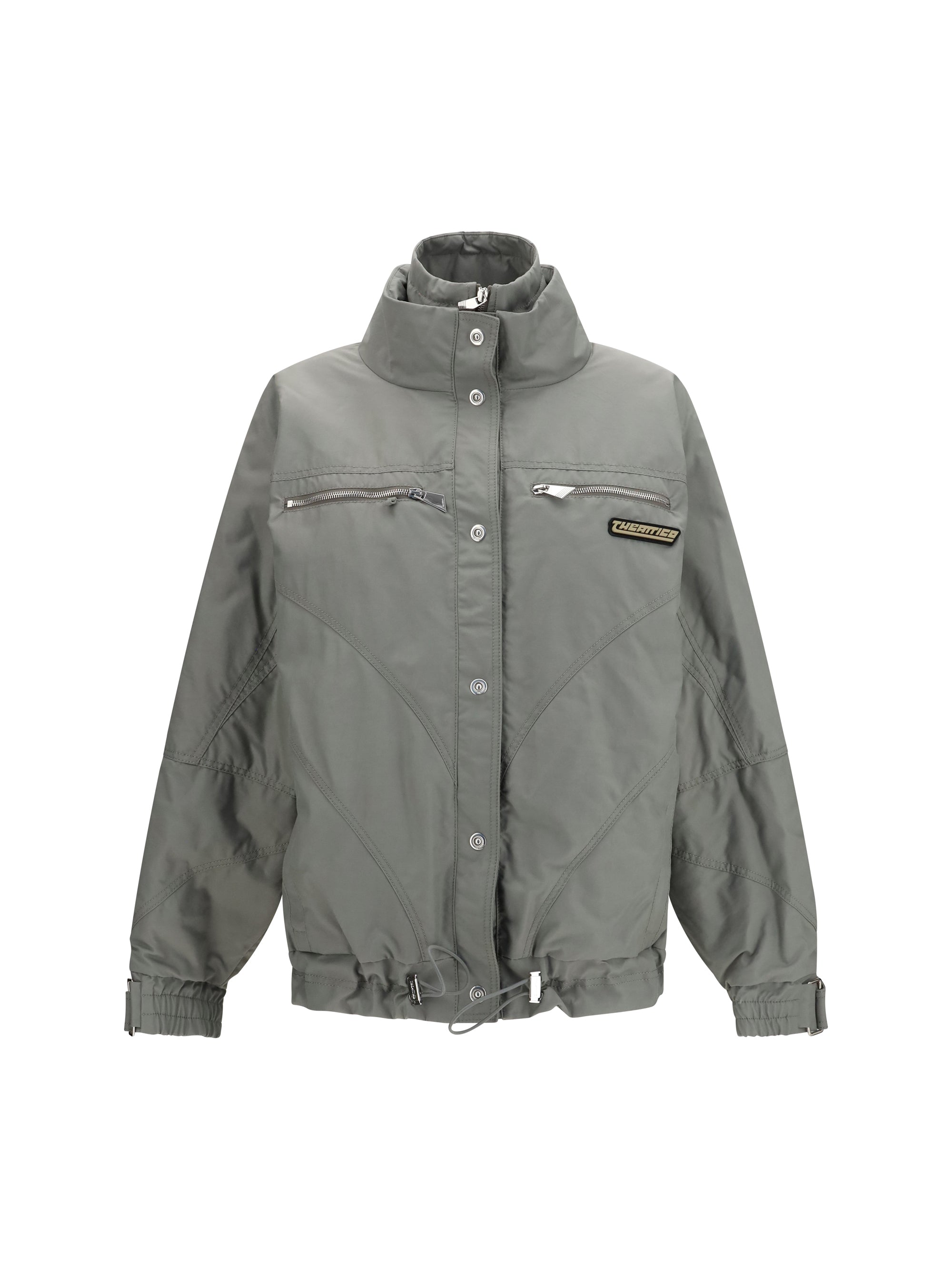 high-neck bomber with zips