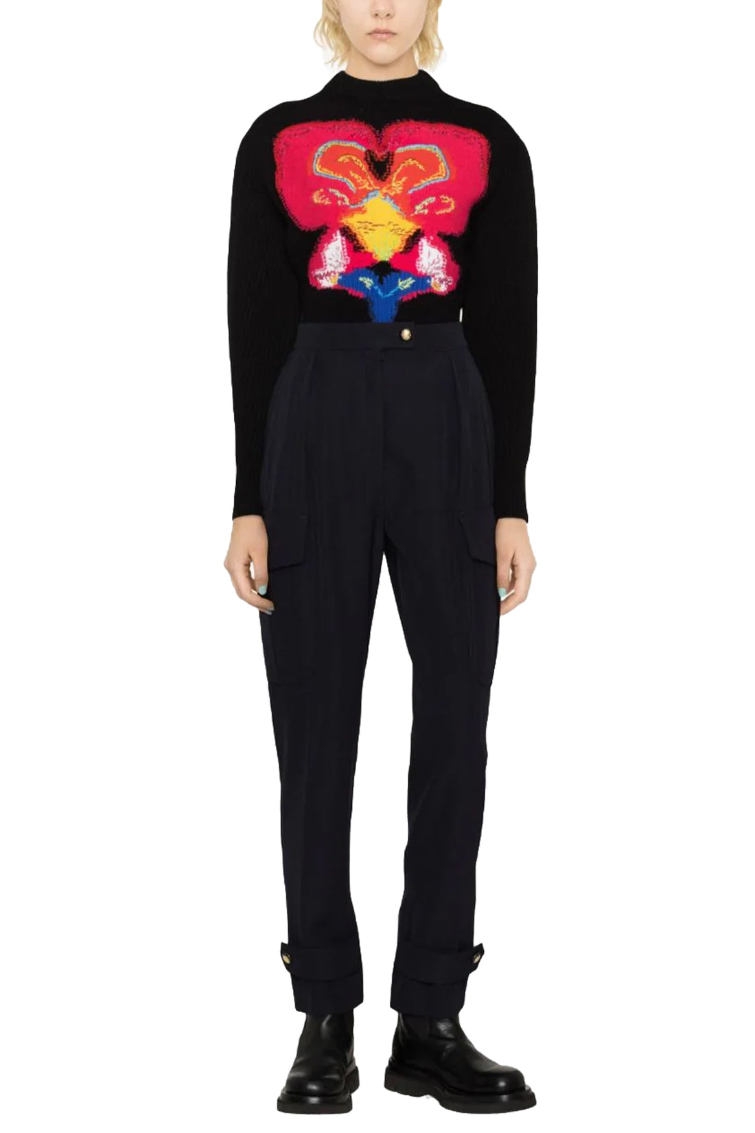 ALEXANDER MCQUEEN 40 pantalone cargo in misto lana e cotone
