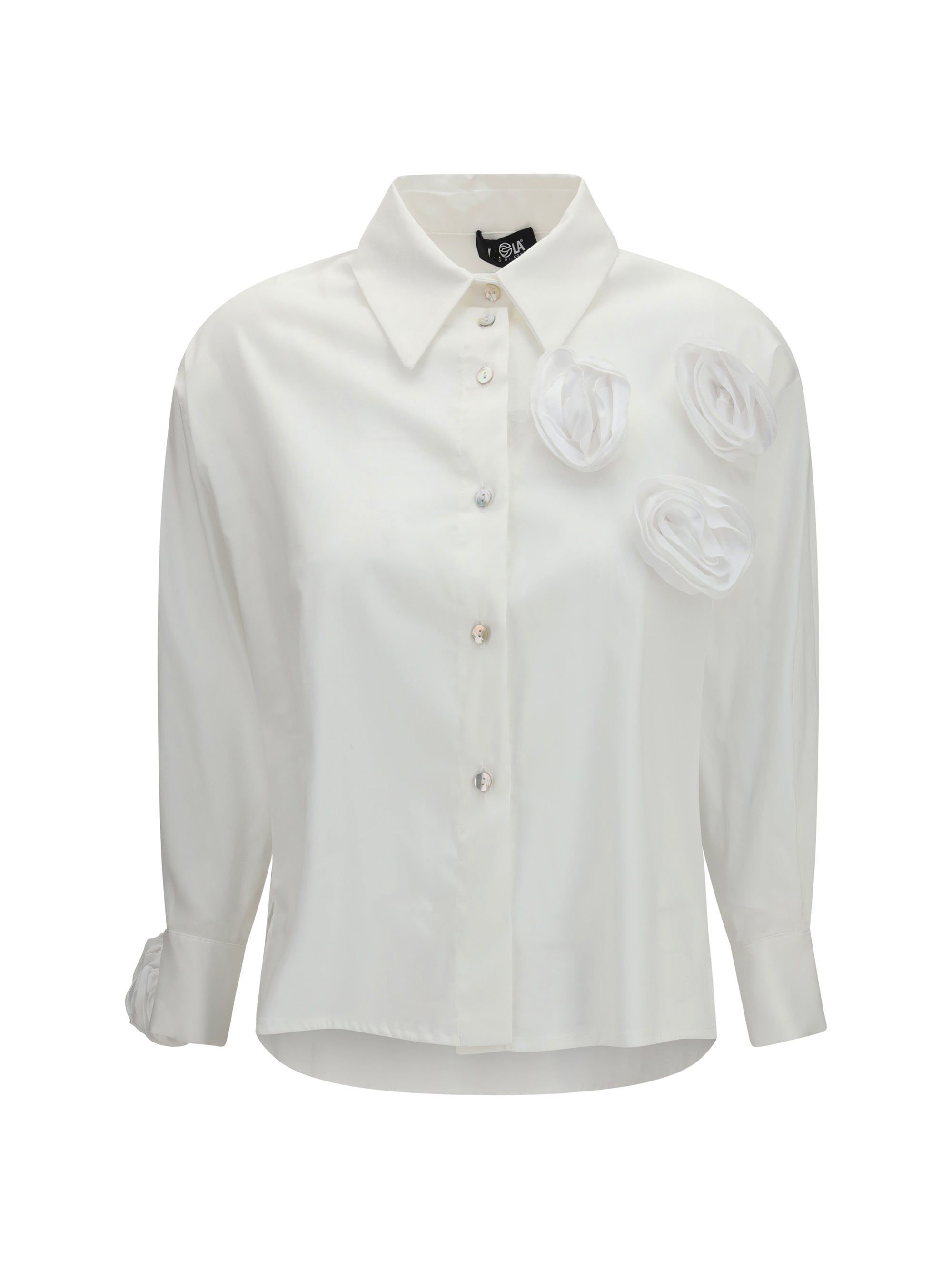 shirt with appliqué roses