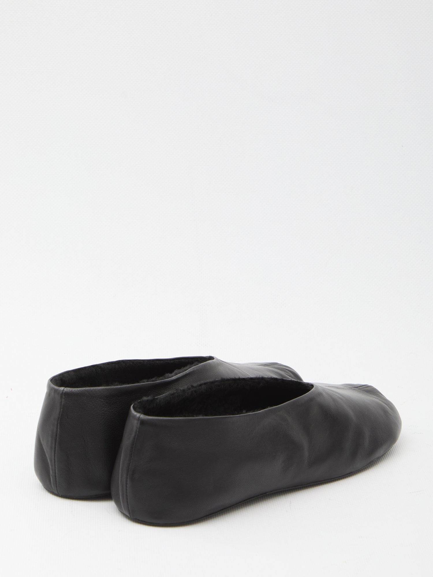 THE ROW 39 stella leather and shearling slipper