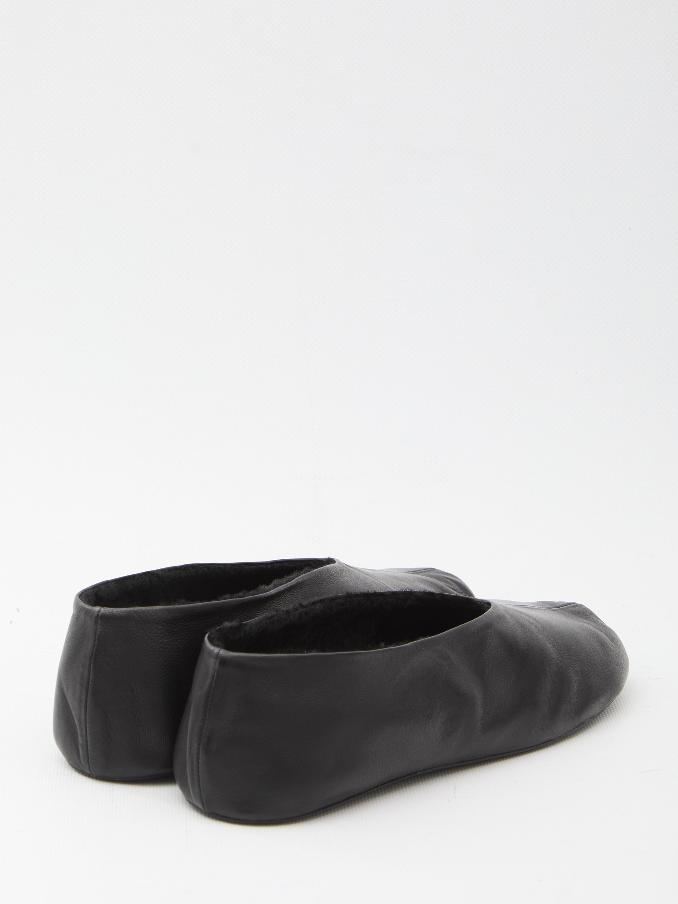 THE ROW 39 stella leather and shearling slipper