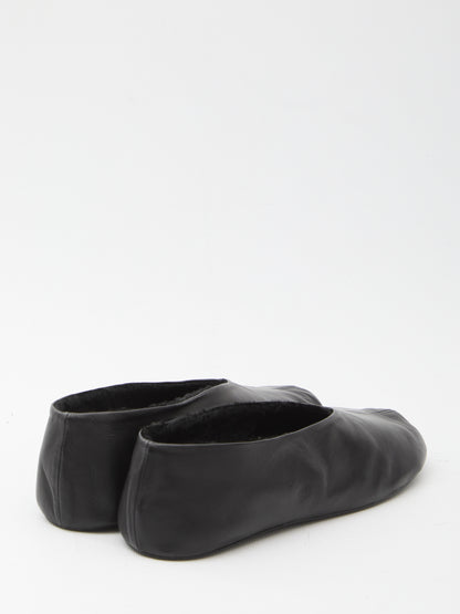 THE ROW 39 stella leather and shearling slipper