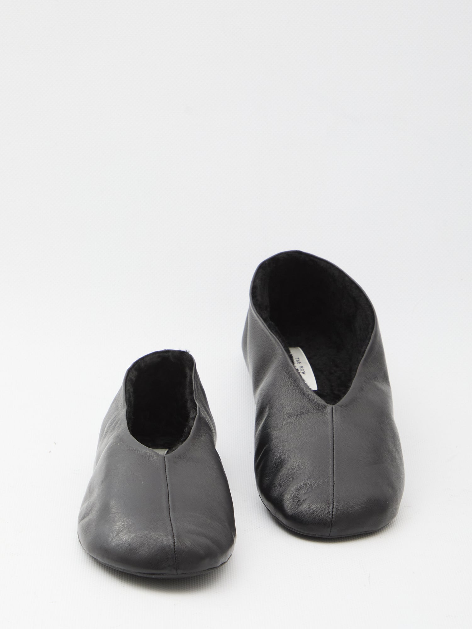THE ROW 39 stella leather and shearling slipper