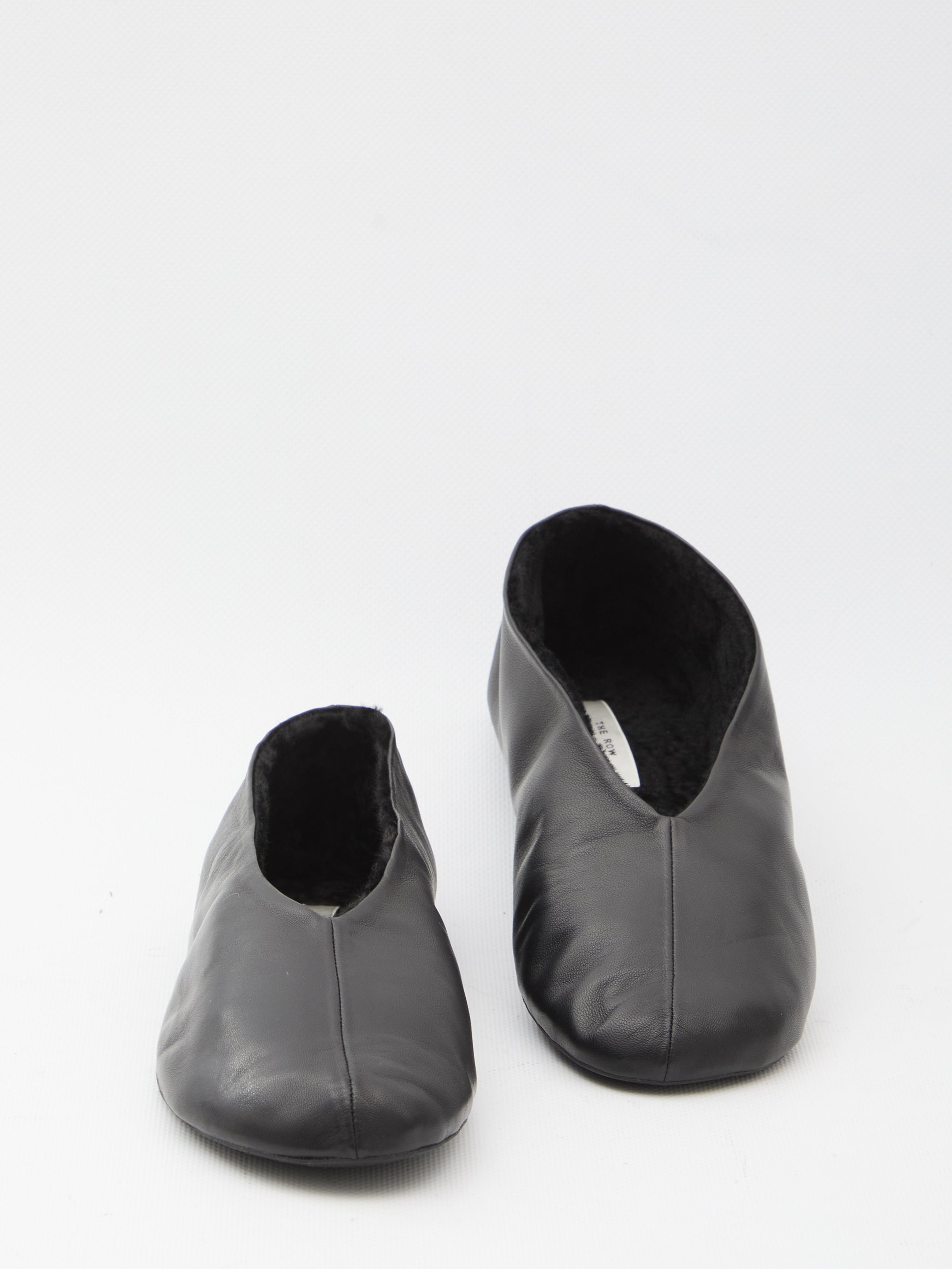 THE ROW 39 stella leather and shearling slipper