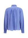 pleated high-neck blouse