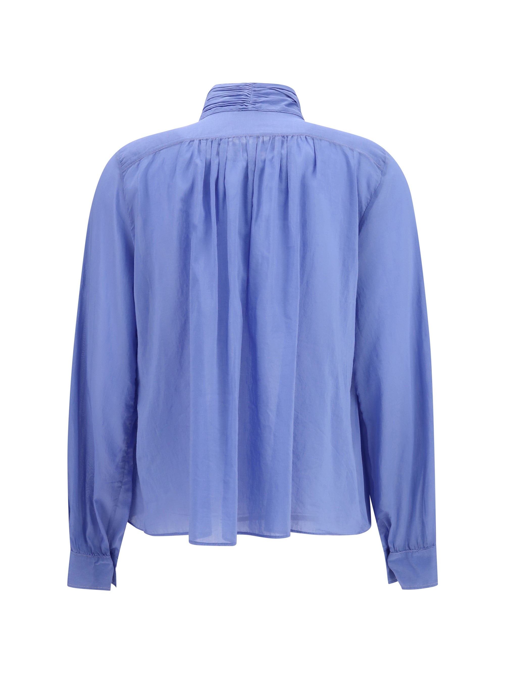 pleated high-neck blouse