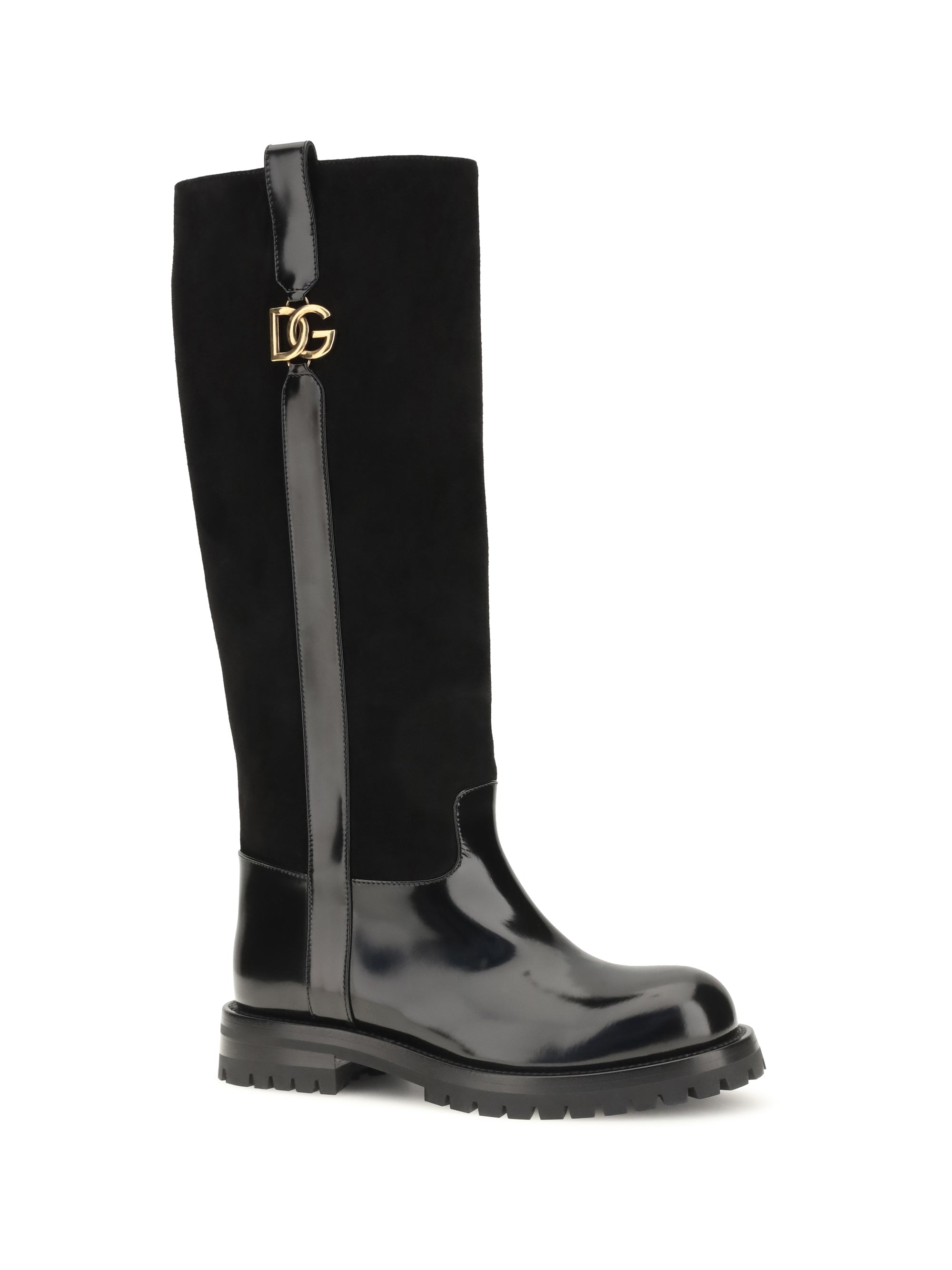 high suede and smooth leather boots