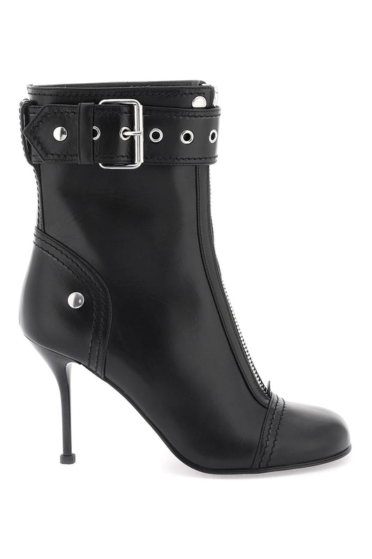 leather ankle boots with buckle