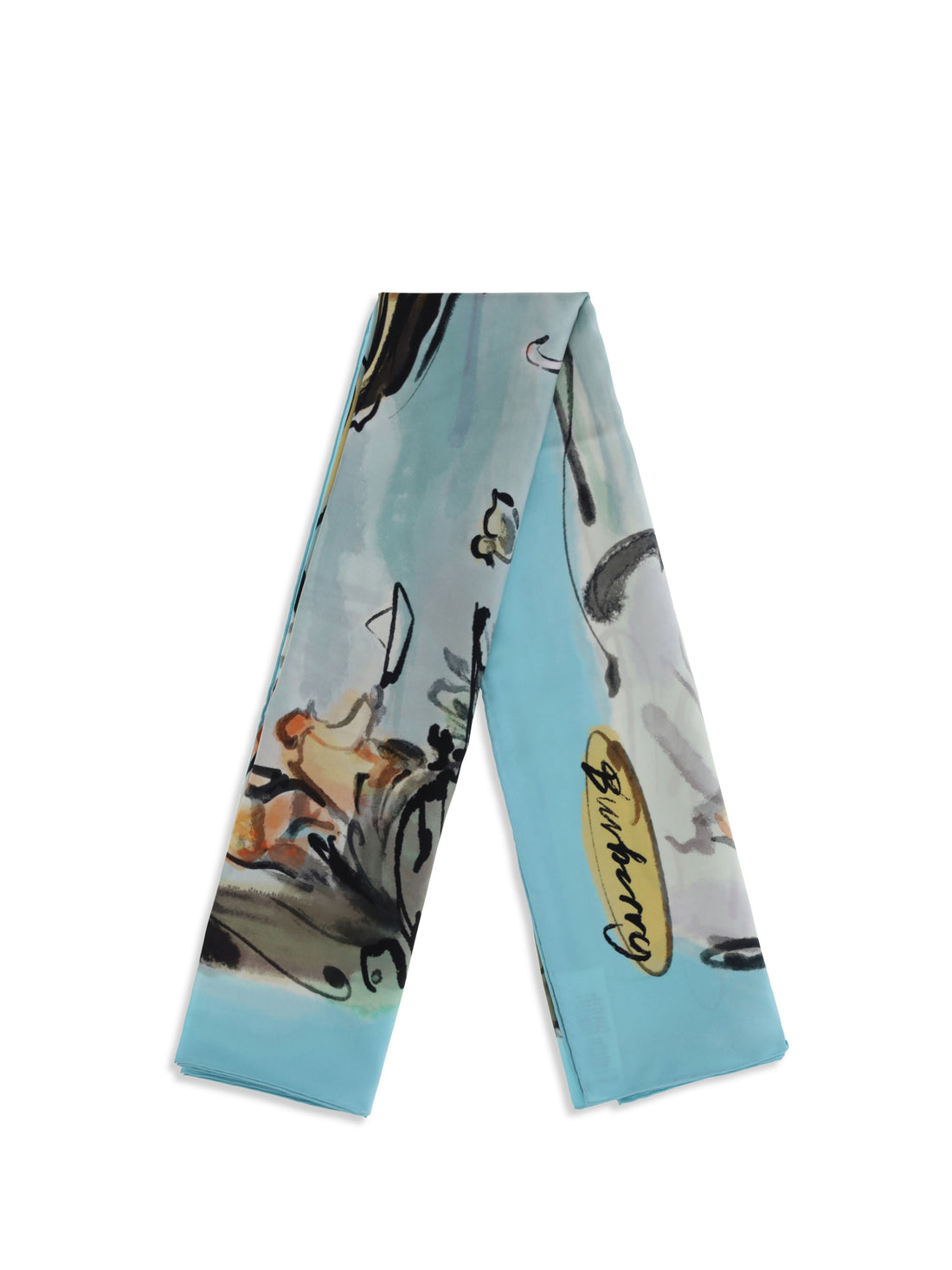 BURBERRY OS swan lake silk scarf 